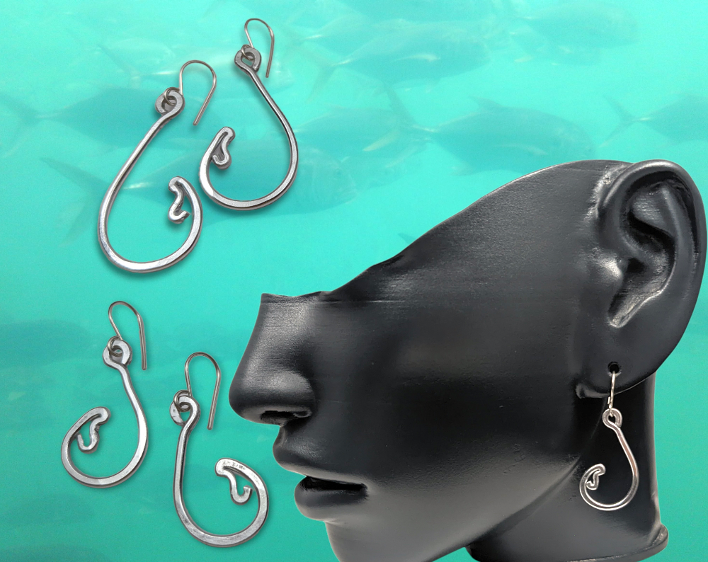 fishing hook earrings by bendi's